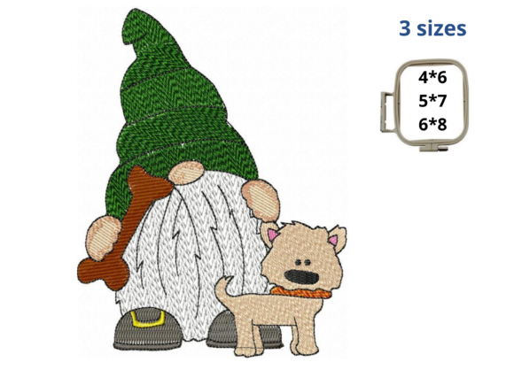 Gnome with Dog: A Holiday Embroidery Staple for Pet Lovers
